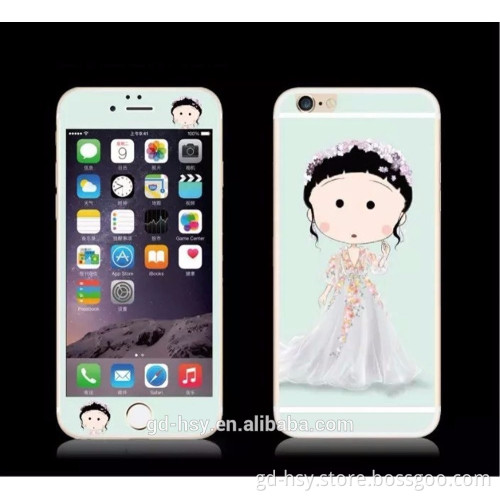 HUYSHE OEM cartoon color tempered glass screen protector for iphone 5 6 6plus front and back